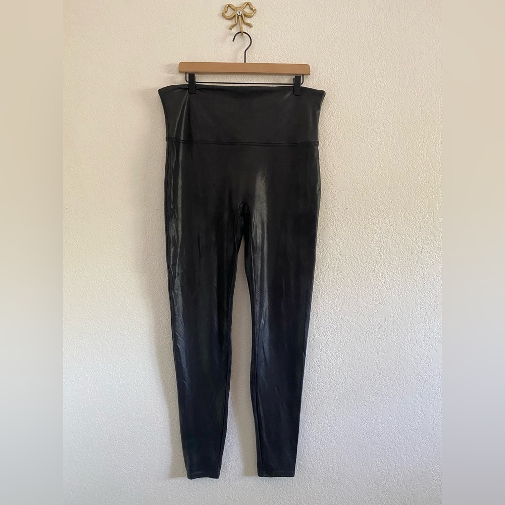 Spanx Women's Faux Leather 3X Tall Leggings - Black